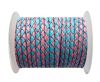 Round Braided Leather Cord SE/B/24-Pink-Blue - 3mm