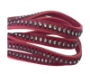 Real Nappa Flat Leather with swarovski crystals-6mm-Cranberry