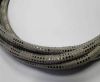 Round stitched  leather cord Snake Skin version 2 grey-6mm