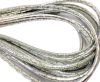 Round stitched nappa leather cord 4mm-Python Silver Green