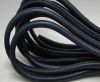 Round stitched nappa leather cord Navy Blue - 8mm