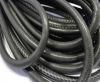 Round stitched nappa leather cord Plain Style - Black Grey - 6 mm
