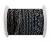 Round Braided Leather Cord - Dark Grey-4mm