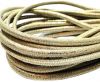 Round stitched nappa leather cord 4mm- Vintage gold