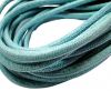 Round stitched nappa leather cord 4mm-Lizard Blue Paill. transparent