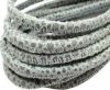 Round stitched nappa leather cord 4mm-Raza Grey Paill. Transparent