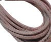 Round stitched nappa leather cord 4mm - Round Stitch RAZA ROSE + PAILL. TRANSP