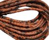 Round stitched nappa leather cord Snake style-Flame red-black-4mm