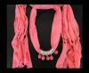 Scarf With Beads Style5-Pink