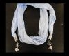 Scarf With Beads Style15-White