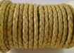 Round Braided Leather Cord SE/B/10-Lemon yellow - 3mm