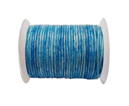 Round Leather Cord-1,5mm- Vintage Light Blue with white  Base 