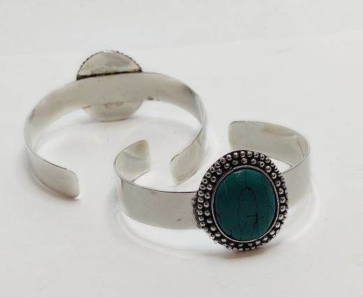 Turquoise Stone Brass Cuff -Style3