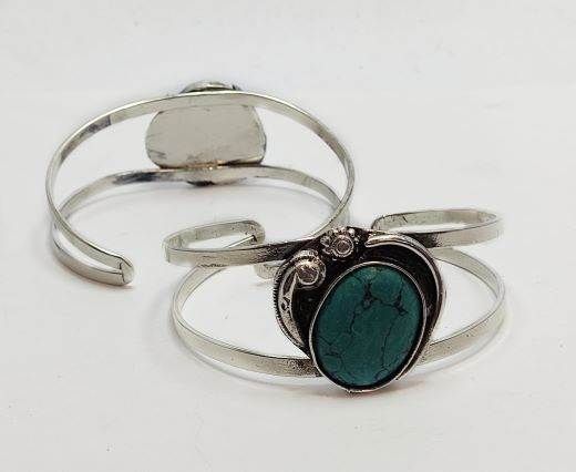 Turquoise Stone Brass Cuff -Style7