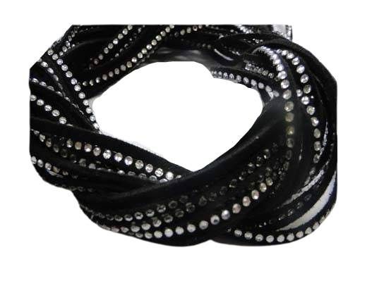Suede Cords with Crystals 3mm-Black