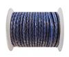 Round Braided Leather Cord SE/Dark Blue - 3mm