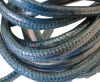 Round stitched nappa leather cord Metallic Silver Blue-4mm