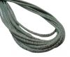 Round stitched nappa leather cord 3mm-RAZA GREY + PAILL. TRANSP