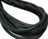 Round stitched nappa leather cord 4mm - Round Stitch LIZARD DARK GREY + PAILL. TRANSP