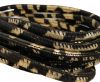 Round stitched nappa leather cord Gold Black-4mm