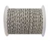 Round Braided Leather Cord SE/M/Silver - 5mm