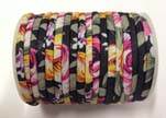 Fabric with flowers round-4mm-Black