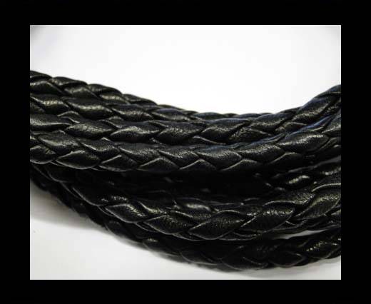 Fine Braided Nappa Leather Cords  - black-8mm