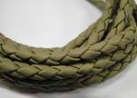Fine Braided Nappa Leather Cords  - olive-8mm