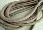 Round stitched nappa leather cord Dark Beige-4mm