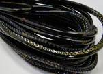 Round stitched nappa leather cord Black multicolor-4mm