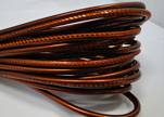 Round stitched nappa leather cord Dark orange -4mm