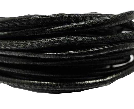 Round stitched nappa leather cord Black -4mm