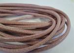 Round stitched nappa leather cord Lizard style-4mm-rose + paillettes transparent