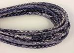 Round stitched nappa leather cord black-grey-white -4mm