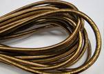 Round stitched nappa leather cord Antique gold-6mm
