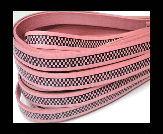 RoundFlat Leather Cords - Chess Style - 10mm-Baby Pink
