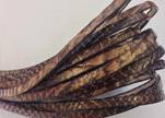 Flat leather Snake Style with glitter - 5 mm - Dark Brown