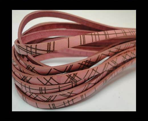 Flat leather with with crossed lines-5MM-Pink