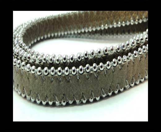 Flat Nappa Leather with Chains - 14mm -  Dark Brown