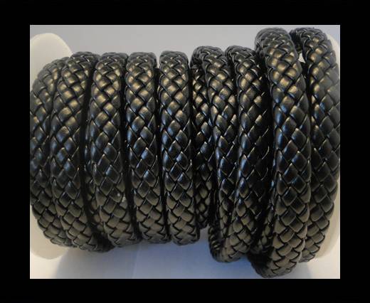 Flat Thick Braided Leather -10mm- Black