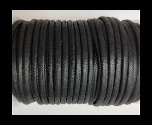 Flat Wax Cotton Cords - 4mm - Black