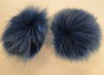 Fox Fur Pom Pom-Dark Blue-10cms