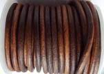 Round leather Cords - 6mm - Vintage Cognec