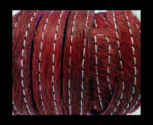 Hair-On Leather with Stitch-Maroon-10mm