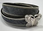 Hair-on leather with Chain - 14 mm - Grey