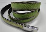 Hair-on leather with Chain - 14 mm - Light Green