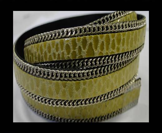 Hair-on leather Chain-Snake Grass green-10mm