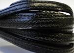 Flat Leather Italian Stitched 5mm - Double Stitched Black