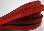 Italian Flat Leather 10mm-Double Stitched - Black edges - Red