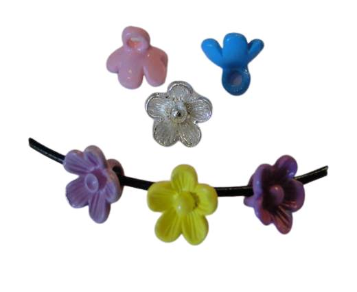 Metal Beads-Flower-Mixed-7 Colours-8mm